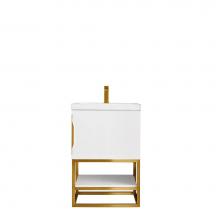 James Martin Furniture 388-V24-GW-RGD-WG - Columbia 24'' Single Vanity Cabinet, Glossy White, Radiant Gold w/ White Glossy Resin Co