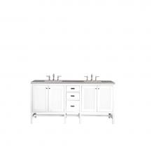 James Martin Furniture E444-V72-GW-3GEX - Addison 72'' Double Vanity Cabinet, Glossy White, w/ 3 CM Grey Expo Quartz Top