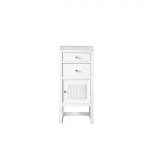 James Martin Furniture E645-B15R-GW-3CAR - Athens 15'' Cabinet w/ Drawers & Door, Glossy White w/ 3 CM Carrara Marble Top