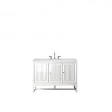 James Martin Furniture E645-V48-GW-3AF - Athens 48'' Single Vanity Cabinet, Glossy White, w/ 3 CM Arctic Fall Solid Surface Count