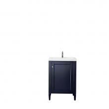 James Martin Furniture E652-V24-NVB-WG - Britannia 24'' Single Vanity Cabinet, Navy Blue w/ White Glossy Resin Countertop