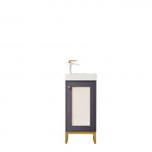 James Martin Furniture E303-V16-MG-RGD-WG - Chianti 16'' Single Vanity Cabinet, Mineral Grey, Radiant Gold, w/ White Glossy Resin Co