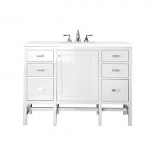 James Martin Furniture E444-V48-GW-3CLW - Addison 48'' Single Vanity Cabinet, Glossy White, w/ 3 CM Classic White Quartz Top