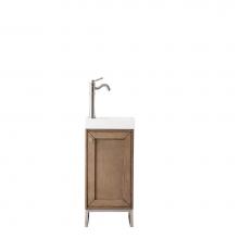 James Martin Furniture E303-V16-WW-BNK-WG - Chianti 16'' Single Vanity Cabinet, Whitewashed Walnut, Brushed Nickel, w/ White Glossy