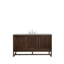 James Martin Furniture E645-V60S-MCA-3ESR - Athens 60'' Single Vanity Cabinet , Mid Century Acacia, w/ 3 CM Eternal Serena Top