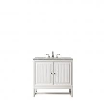 James Martin Furniture E645-V36-GW-3ESR - Athens 36'' Single Vanity Cabinet, Glossy White, w/ 3 CM Eternal Serena Top