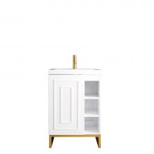 James Martin Furniture E110-V24-GW-RGD-WG - Alicante'' 24'' Single Vanity Cabinet, Glossy White, Radiant Gold w/White Glos