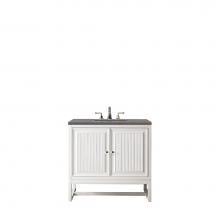 James Martin Furniture E645-V36-GW-3GEX - Athens 36'' Single Vanity Cabinet, Glossy White, w/ 3 CM Grey Expo Quartz Top