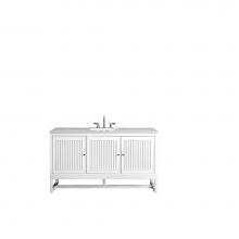 James Martin Furniture E645-V60S-GW-3EJP - Athens 60'' Single Vanity Cabinet , Glossy White, w/ 3 CM Eternal Jasmine Pearl Quartz T