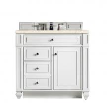 James Martin Furniture 157-V36-BW-3EMR - Bristol 36'' Single Vanity, Bright White, w/ 3 CM Eternal Marfil Quartz Top