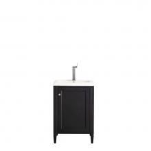 James Martin Furniture E652-V24-BKO-WG - Britannia 24'' Single Vanity Cabinet, Black Onyx w/ White Glossy Resin Countertop