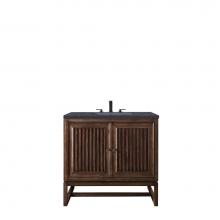 James Martin Furniture E645-V36-MCA-3CSP - Athens 36'' Single Vanity Cabinet, Mid Century Acacia, w/ 3 CM Charcoal Soapstone Quartz