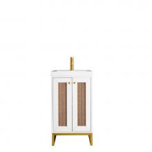 James Martin Furniture E303-V20-GW-RGD-WG - Chianti 20'' Single Vanity Cabinet, Glossy White, Radiant Gold, w/ White Glossy Resin Co