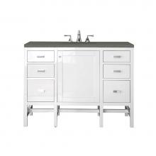 James Martin Furniture E444-V48-GW-3GEX - Addison 48'' Single Vanity Cabinet, Glossy White, w/ 3 CM Grey Expo Quartz Top