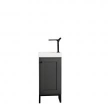 James Martin Furniture E303-V16-MG-MBK-WG - Chianti 16'' Single Vanity Cabinet, Mineral Grey, Matte Black, w/ White Glossy Resin Cou