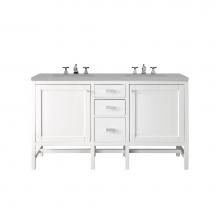 James Martin Furniture E444-V60D-GW-3ESR - Addison 60'' Double Vanity Cabinet, Glossy White, w/ 3 CM Eternal Serena Top