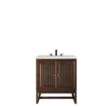 James Martin Furniture E645-V30-MCA-3EJP - Athens 30'' Single Vanity Cabinet, Mid Century Acacia, w/ 3 CM Eternal Jasmine Pearl Qua