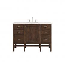 James Martin Furniture E444-V48-MCA-3EJP - Addison 48'' Single Vanity Cabinet, Mid Century Acacia, w/ 3 CM Eternal Jasmine Pearl Qu