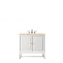 James Martin Furniture E645-V30-GW-3EMR - Athens 30'' Single Vanity Cabinet, Glossy White, w/ 3 CM Eternal Marfil Top