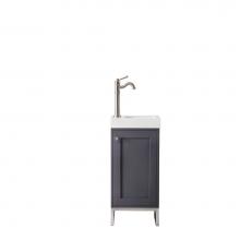 James Martin Furniture E303-V16-MG-BNK-WG - Chianti 16'' Single Vanity Cabinet, Mineral Grey, Brushed Nickel, w/ White Glossy Resin