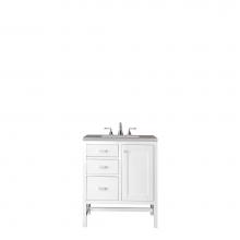 James Martin Furniture E444-V30-GW-3GEX - Addison 30'' Single Vanity Cabinet, Glossy White, w/ 3 CM Grey Expo Quartz Top