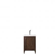 James Martin Furniture E652-V24-MCA-WG - Britannia 24'' Single Vanity Cabinet, Mid Century Acacia w/ White Glossy Resin Counterto