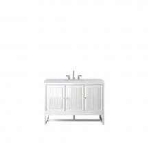 James Martin Furniture E645-V48-GW-3CAR - Athens 48'' Single Vanity Cabinet, Glossy White, w/ 3 CM Carrara White Top