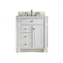 James Martin Furniture 157-V30-BW-3ESR - Bristol 30'' Single Vanity, Bright White, w/ 3 CM Eternal Serena Quartz Top