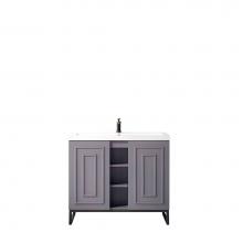 James Martin Furniture E110-V39.5-GSM-MBK-WG - Alicante'' 39.5'' Single Vanity Cabinet, Grey Smoke, Matte Black w/White Gloss