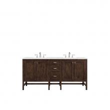 James Martin Furniture E444-V72-MCA-3EJP - Addison 72'' Double Vanity Cabinet, Mid Century Acacia, w/ 3 CM Eternal Jasmine Pearl Qu