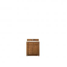 James Martin Furniture 157-V30-SBR-3EMR - Bristol 30'' Single Vanity, Saddle Brown, w/ 3 CM Eternal Marfil Quartz Top