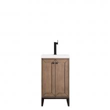 James Martin Furniture E303-V20-WW-MBK-WG - Chianti 20'' Single Vanity Cabinet, Whitewashed Walnut, Matte Black, w/ White Glossy Res