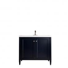 James Martin Furniture E652-V39.5-NVB-WG - Britannia 39.5'' Single Vanity Cabinet, Navy Blue w/ White Glossy Resin Countertop