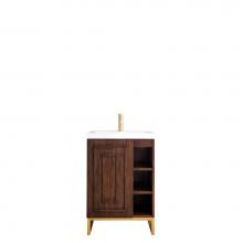 James Martin Furniture E110-V24-MCA-RGD-WG - Alicante'' 24'' Single Vanity Cabinet, Mid Century Acacia, Radiant Gold w/Whit