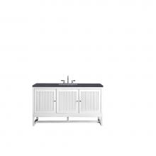 James Martin Furniture E645-V60S-GW-3CSP - Athens 60'' Single Vanity Cabinet , Glossy White, w/ 3 CM Charcoal Soapstone Quartz Top