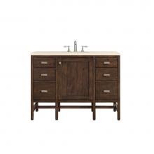 James Martin Furniture E444-V48-MCA-3EMR - Addison 48'' Single Vanity Cabinet, Mid Century Acacia, w/ 3 CM Eternal Marfil Quartz To