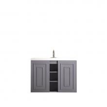 James Martin Furniture E110-V39.5-GSM-WG - Alicante'' 39.5'' Single Vanity Cabinet, Grey Smoke w/ White Glossy Resin Coun