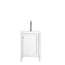 James Martin Furniture E652-V24-GW-WG - Britannia 24'' Single Vanity Cabinet, Glossy White w/ White Glossy Resin Countertop