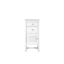 James Martin Furniture E645-B15L-GW-3CAR - Athens 15'' Cabinet w/ Drawers & Door, Glossy White w/ 3 CM Carrara Marble Top