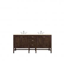 James Martin Furniture E444-V72-MCA-3EMR - Addison 72'' Double Vanity Cabinet, Mid Century Acacia, w/ 3 CM Eternal Marfil Quartz To