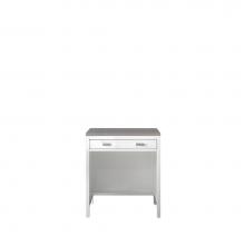 James Martin Furniture E444-CU30-GW-3GEX - Addison 30'' Free-standing Countertop Unit (Makeup Counter), Glossy White w/ 3 CM Grey E