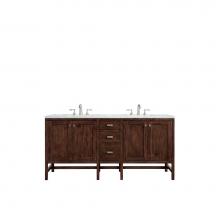 James Martin Furniture E444-V72-MCA-3CAR - Addison 72'' Double Vanity Cabinet, Mid Century Acacia, w/ 3 CM Carrara White Top