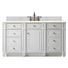 James Martin Furniture 157-V60S-BW-3EMR - Bristol 60'' Single Vanity, Bright White, w/ 3 CM Eternal Marfil Quartz Top