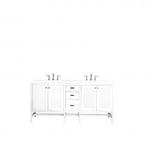 James Martin Furniture E444-V72-GW-3CLW - Addison 72'' Double Vanity Cabinet, Glossy White, w/ 3 CM Classic White Quartz Top