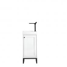 James Martin Furniture E303-V16-GW-MBK-WG - Chianti 16'' Single Vanity Cabinet, Glossy White, Matte Black, w/ White Glossy Resin Cou