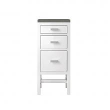 James Martin Furniture E444-BC15-GW-3GEX - Addison 15''  Base Cabinet w/ Drawers, Glossy White w/ 3 CM Grey Expo Quartz Top