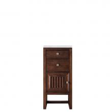 James Martin Furniture E645-B15L-MCA-3CAR - Athens 15'' Cabinet w/ Drawers & Door, Mid Century Acacia w/ 3 CM Carrara Marble Top