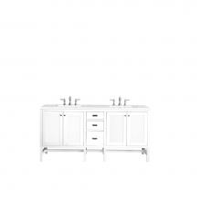 James Martin Furniture E444-V72-GW-3EJP - Addison 72'' Double Vanity Cabinet, Glossy White, w/ 3 CM Eternal Jasmine Pearl Quartz T