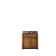 James Martin Furniture 157-V36-SBR-3CSP - Bristol 36'' Single Vanity, Saddle Brown, w/ 3 CM Charcoal Soapstone Quartz Top