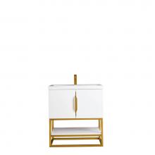 James Martin Furniture 388-V31.5-GW-RGD-WG - Columbia 31.5'' Single Vanity Cabinet, Glossy White, Radiant Gold, w/ White Glossy Resin